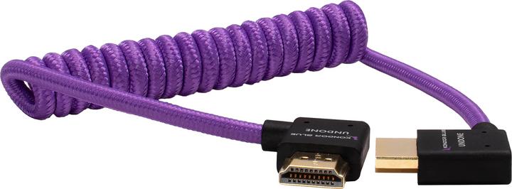 Actual product image Kondor Blue GERALD UNDONE Right Angle Full HDMI Cable 12"-24" Coiled (Purple) (0.61 m, HDMI)