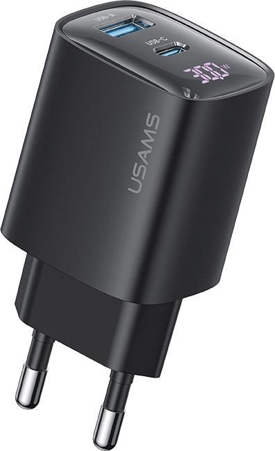 Produktbild Usams Ład. siec. CC229 30W GaN USB-C/USB-A Fast Charging XC Series czarny/black CC229TC01 (30 W)