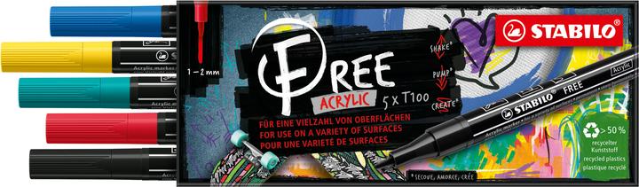 Image du produit STABILO FREE Acrylic Acrylmaker (Turquoise, Jaune, Bleu, Noir, Red, 2 mm, 5 x)