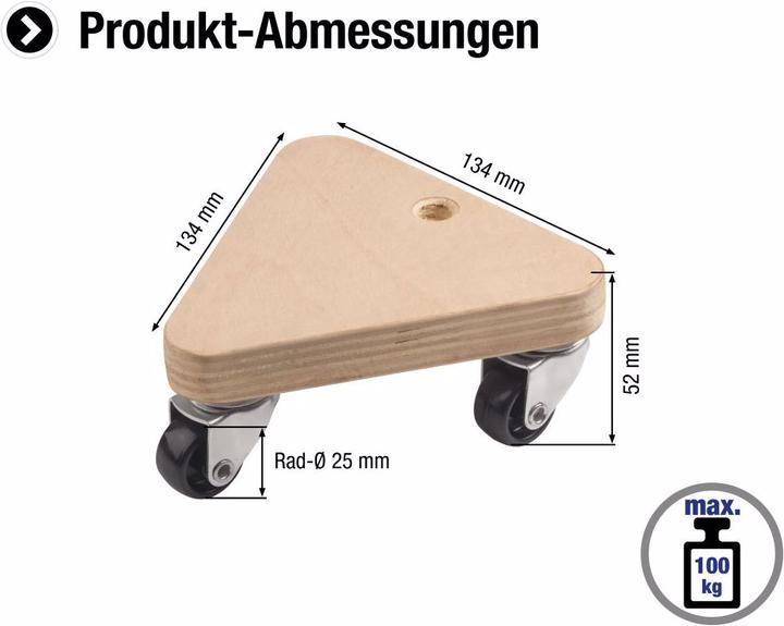Actual product image Metafranc Transport roller 134 x 134 x 134 mm, 100 kg, plywood, PP (100 kg)