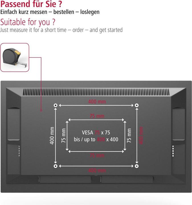 Actual product image Hama TV wall bracket (Wall, 165", 25 kg)