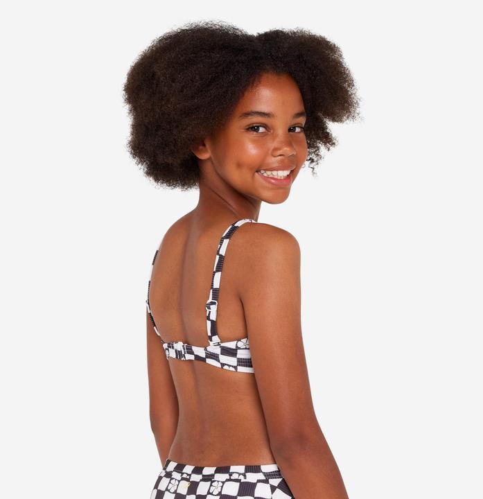 Image du produit Olaian Haut de maillot de bain brassière réglable Fille - 500 Nora noir et blanc