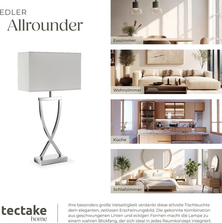 Image du produit tectake lampe de table Avina, design moderne, 60W (E27)