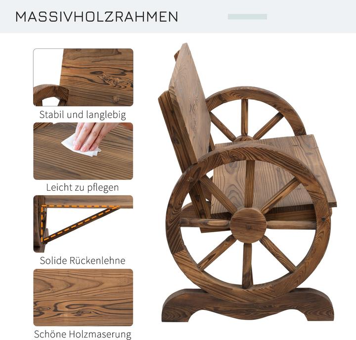 Image du produit Outsunny Banc de jardin en forme de roue de chariot