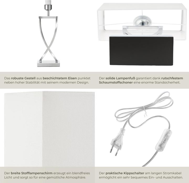 Image du produit tectake lampe de table Avina, design moderne, 60W (E27)