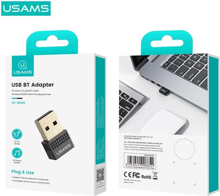 Actual product image Usams Adapter USB Bluetooth czarny/black ZB285SPQ01 (US-ZB285)