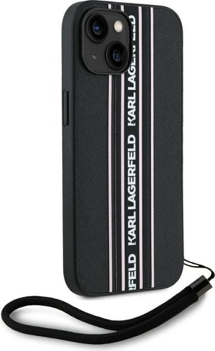 Productafbeelding Karl Lagerfeld PU Saffiano Athleisure Stripe and Strap Case voor iPhone 15 Roze (Apple iPhone 15)