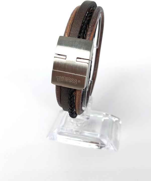 Thomss Lederarmband No.21 Unisex Leder Braun & Edelstahlverschluss Umfang 21 cm (21 cm, Edelstahl, 100% Leder)