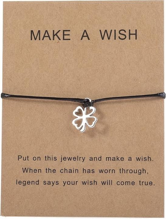 Image du produit PhoneLook Bracelet universel trèfle à 4 feuilles Make a Wish avec cordon en similicuir (Similicuir)