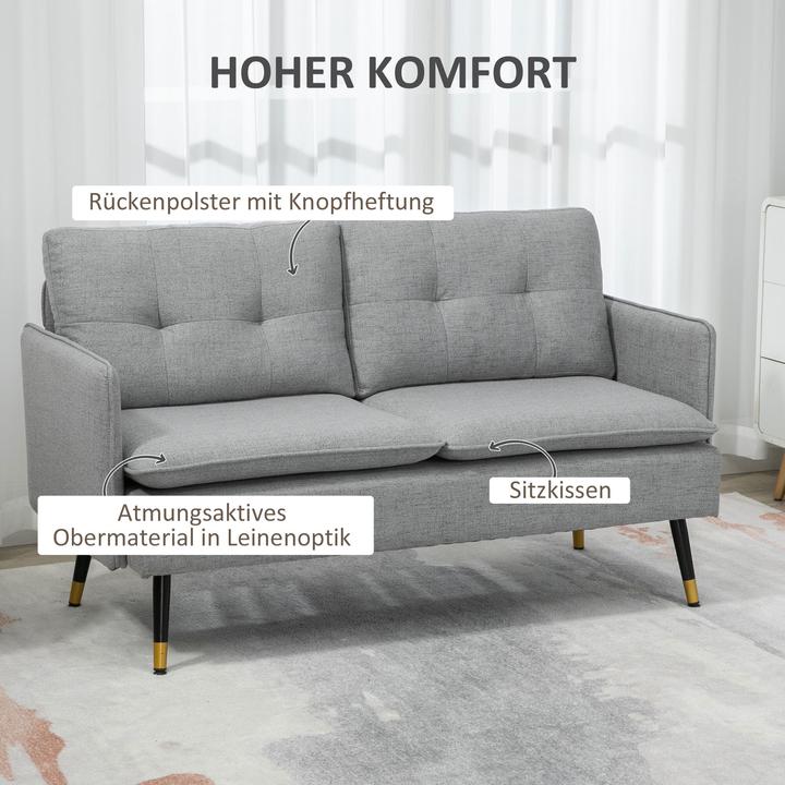 Produktbild Homcom Zweisitzer Sofa mit Rücken- und Sitzkissen (2-Sitzer)