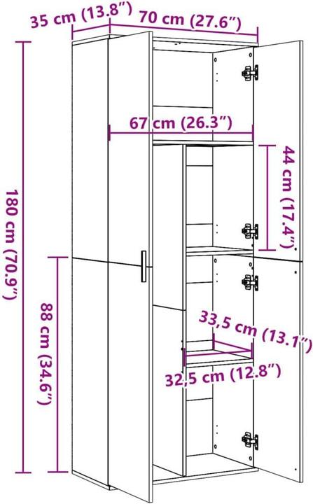 Actual product image VidaXL Highboard (70 x 35 x 180 cm)