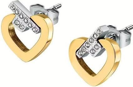 Trussardi Matching bicolor earrings with zircons T-Logo TJAXC49