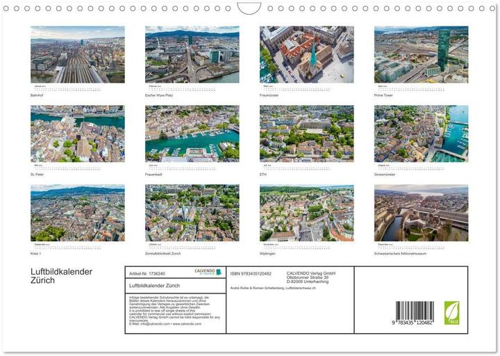 Actual product image Luftbildkalender Zrich (Wandkalender 2025 DIN A3 quer), Monatskalender (A3, German)