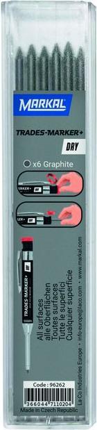 Image du produit Markal 96262 Trades-Marker Dry Crayons de marquage, jeu de 6 mines, graphite (2.80 mm, 6 x)