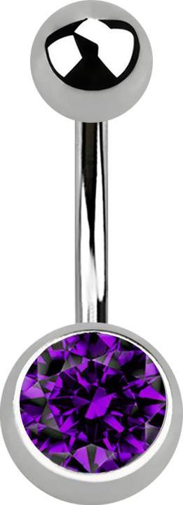 Star Piercing Banane silber mit Kugel und Kugel Kristall violett (Titan G23, ohne Messing)