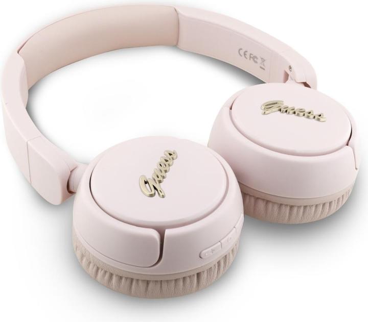 Productafbeelding Guess Headphones Bluetooth 5.3 Metal Logo Script pink (30 h, Draadloze)