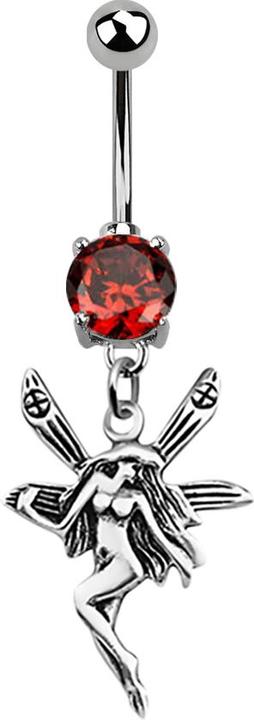 Star Piercing Banane silber mit Anhänger Fee orange (ohne Messing, 925 Sterlingsilber, Chirurgenstahl 316L)