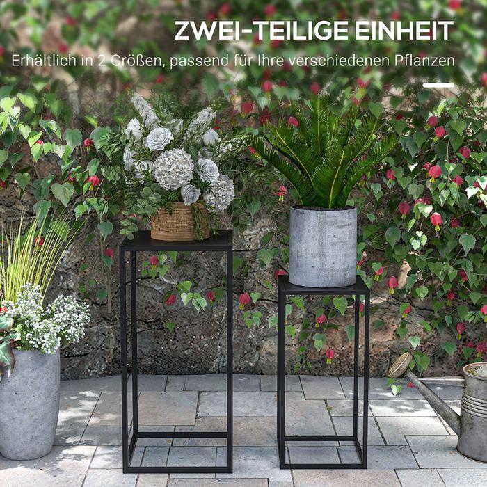 Actual product image Swisshandel24 Set of 2 plant stands, plant stool with steel legs, Scandinavian design, flower stand, heavy duty