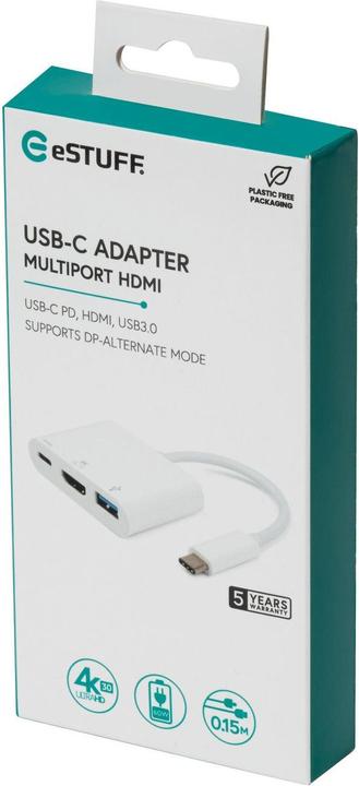 Image du produit eSTUFF USB-C AV Multiport Adapter (USB-C, 3 Ports)
