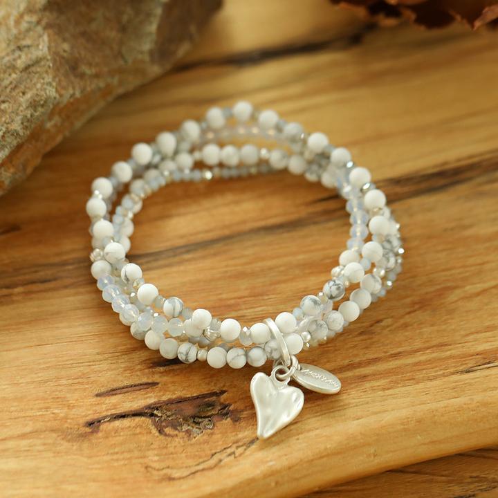 Actual product image Andreani Armband aus echtem Howlith mit Herzanhänger (80 cm, Howlite)