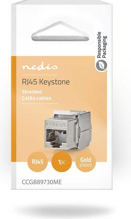 Immagine prodotto Nedis Keystone | CAT6a | presa RJ45 | S/FTP | metallo | scatola (S/FTP, CAT6a, 0.04 m)