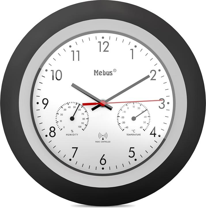 Image du produit Mebus 19449 Horloge murale radiofréquence avec thermo/hygrom. (30 cm)