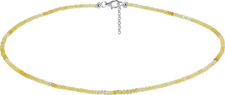 Xen Opal - Collier gelb 3 mm facettiert 48 + 5 cm 925 Silber (925 Sterling Silber, 48 cm)