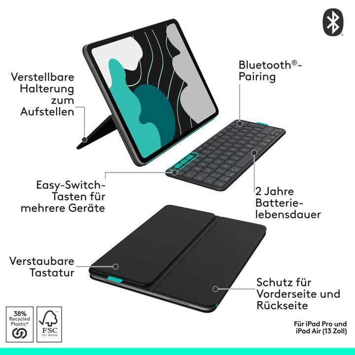 Produktbild Logitech Flip Folio (DE, iPad Air 13 2025, iPad Pro 13 2024 (M4))