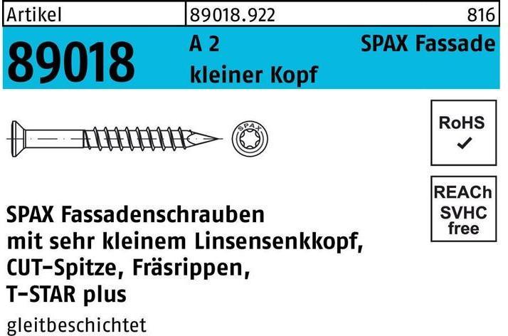 Spax Lente T-Star Plus testa svasata 4x40 100 pezzi - acciaio inox (100 Viti per pezzo)