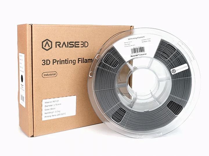 Produktbild Raise3D Industrial Filament PET CF Black 1kg (PET, 1.75 mm, 1000 g, Schwarz)