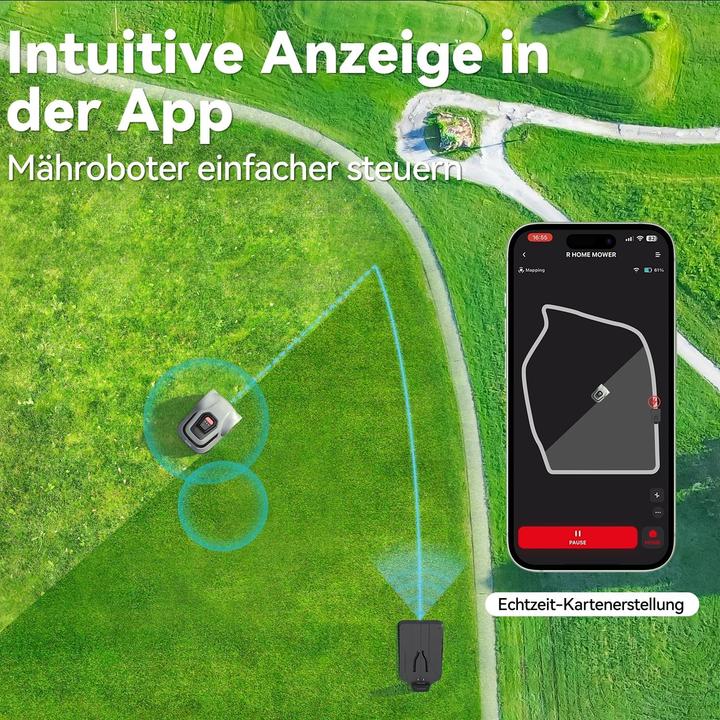 Produktbild Redkey MGC1000 Mähroboter Rasenmäher Roboter - 1000m²,C-TOF Technologie Pfadplanung Kartenzeichnen (1000 m², Begrenzungskabel)