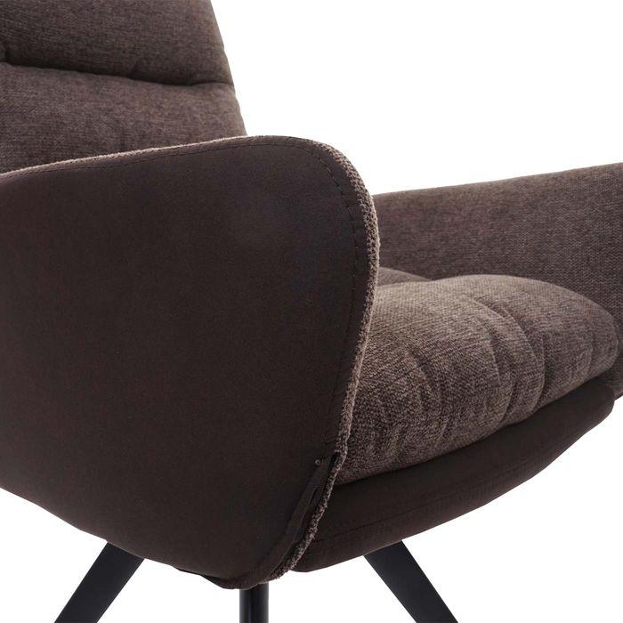 Produktbild Mendler 6er-Set Esszimmerstuhl HWC-G66, Küchenstuhl Stuhl, drehbar Auto-Position Stoff/Textil - braun-dunkel