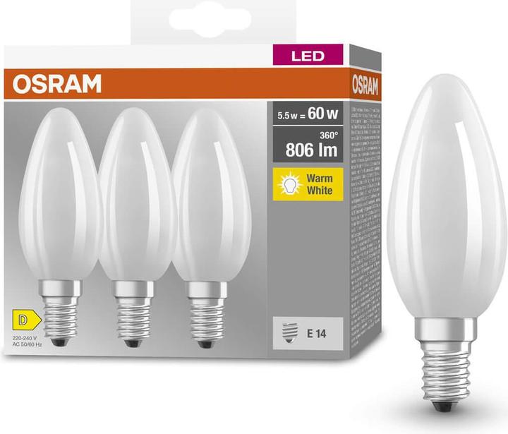 Actual product image Osram Candle (E14, 5.50 W, 806 lm, 3 x, D)