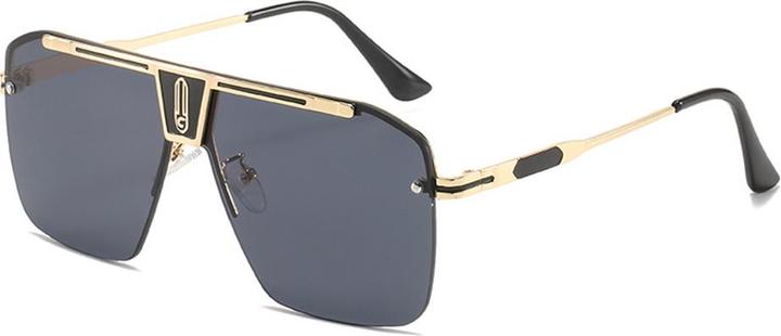 Actual product image Techsuit - Sunglasses (2576) - for Men with Aluminum Frame, Oversized - Gold / Black Gray