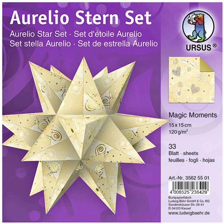 Actual product image Ursus Folded sheets Aurelio star Magic Moments Star Night 120g/sqm 15x15cm chamois/gold (120 g/m², 1 x)
