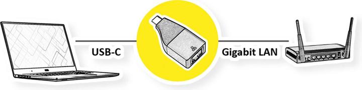 Immagine prodotto Roline Convertitore Gigabit Ethernet (USB-C, RJ45 (1x))