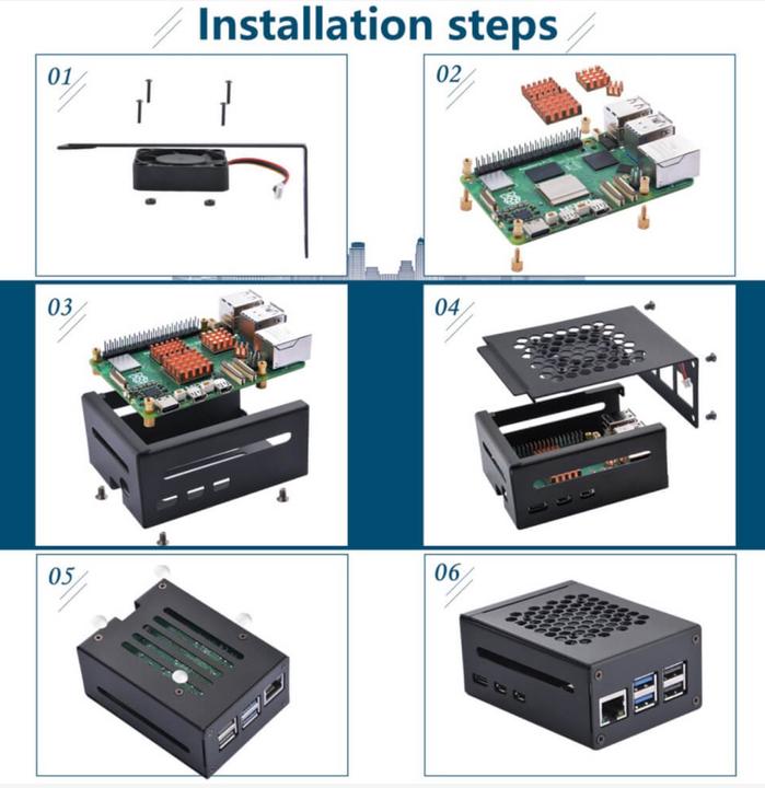 Image du produit DFRobot Boîtier métallique Raspberry Pi 5 avec dissipateur thermique et ventilateur silencieux