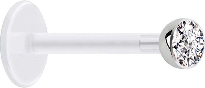 Star Piercing Micro Labret transparent mit Kugel und Kristall silber (Bioflex, Chirurgenstahl 316L, ohne Messing)