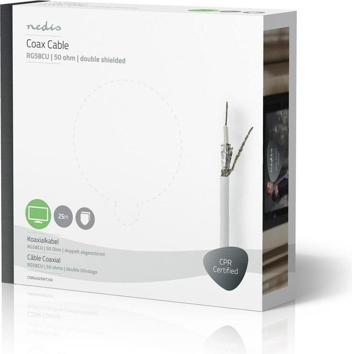 Produktbild Nedis Koaxialkabel - RG58CU - 25,0 m - Geschenkbox - Rolle - Weiss (Antennenkabel)