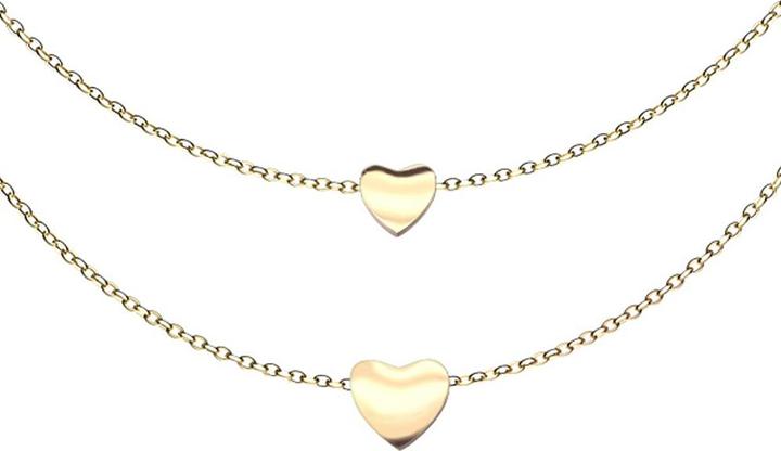 Star Piercing Kette vergoldet Anhänger zwei Herzen (ohne Messing, Chirurgenstahl 316L)