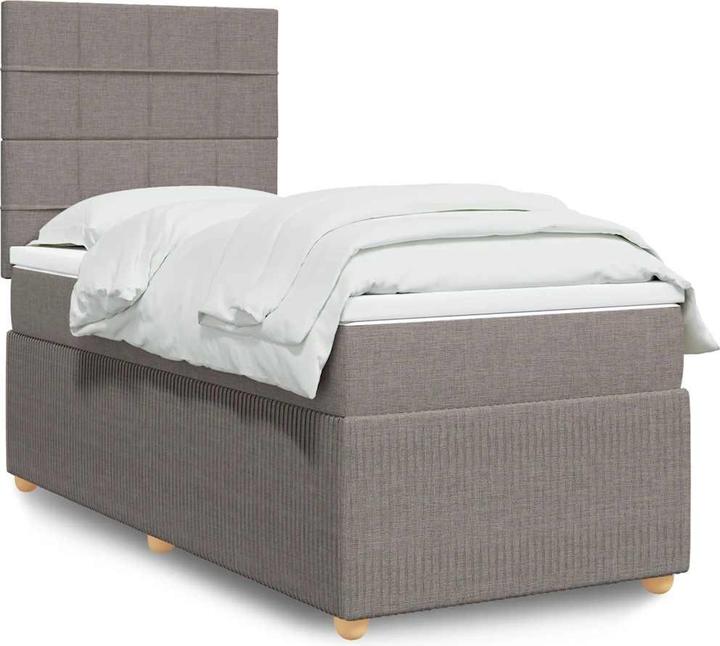 Produktbild VidaXL Boxspringbett Einzelbett Polsterbett Bett Matratze Taupe 80x200cm Stoff (80 x 200 cm, 80 x 200 cm)