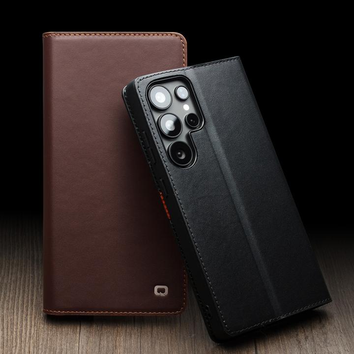 Image du produit QiAlino Fourre Flip Matt Wallet cuir véritable (Samsung Galaxy S25 Ultra)