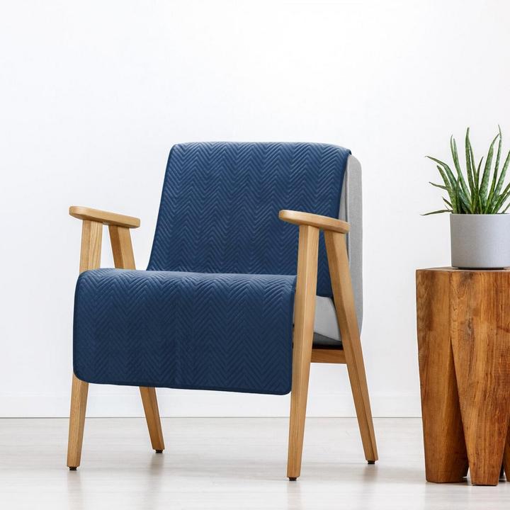 Actual product image Eurofirany EUROFIRANAY PREMIUM SOFIA armchair cover made of soft and matt velvet, quilted in a herringbone (70 x 160 cm)