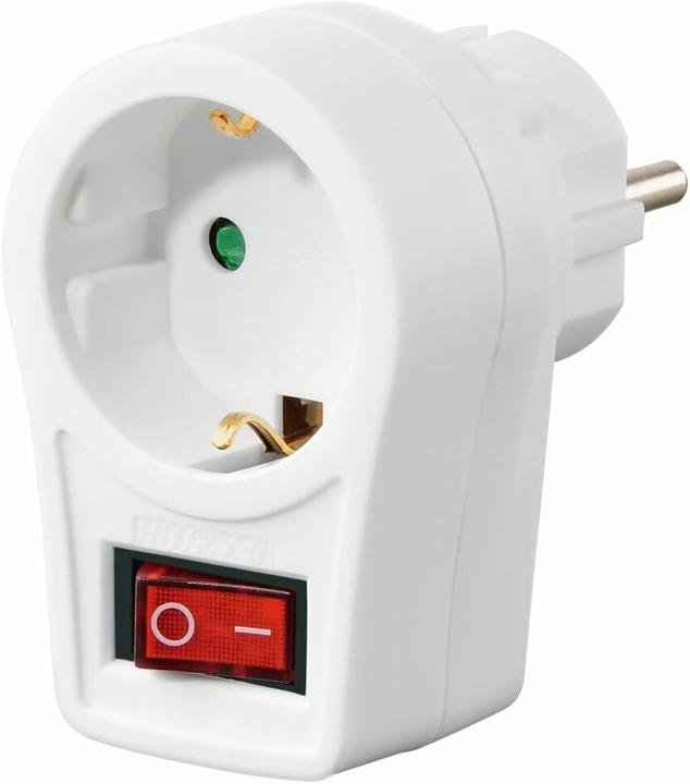 Hama Steckdosenadapter, Schutzkontakt-Steckdose, Schalter, Weiss