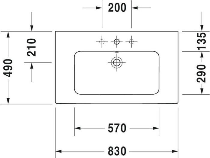 Image du produit Duravit Meuble vasque ME by Starck avec lavabo et plan de toilette 830x490mm 1 plan de toilette blanc satiné (490 mm, 830 mm)