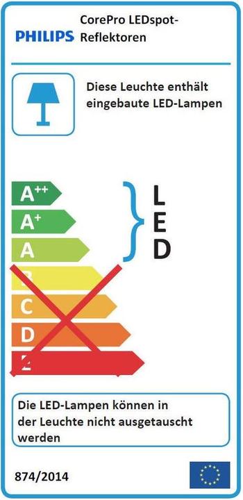 Energy Label Philips Professional CorePro LEDspot (E27, 4.50 W, 410 lm, 1 x, F)