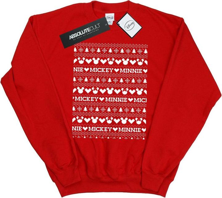 Disney Mickey And Minnie Christmas Fair Isle Sweatshirt (L)