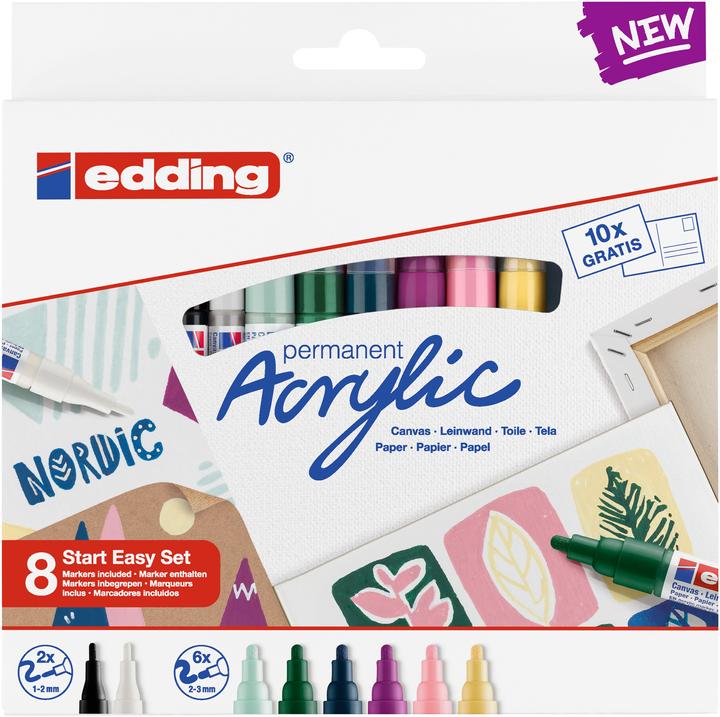 Produktbild Edding Acrylmarker Starter Set 8-teilig (Mehrfarbig, 10 mm, 8 x)