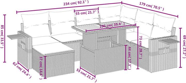Actual product image VidaXL Garden furniture Sofa set Garden set 8-piece garden seating group Beige