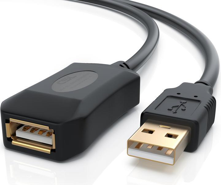CSL USB 2.0 Repeaterkabel - Verstärker - Verlängerungskabel - Repeater Kabel mit Signalverstärkung (5 m, USB 2.0)